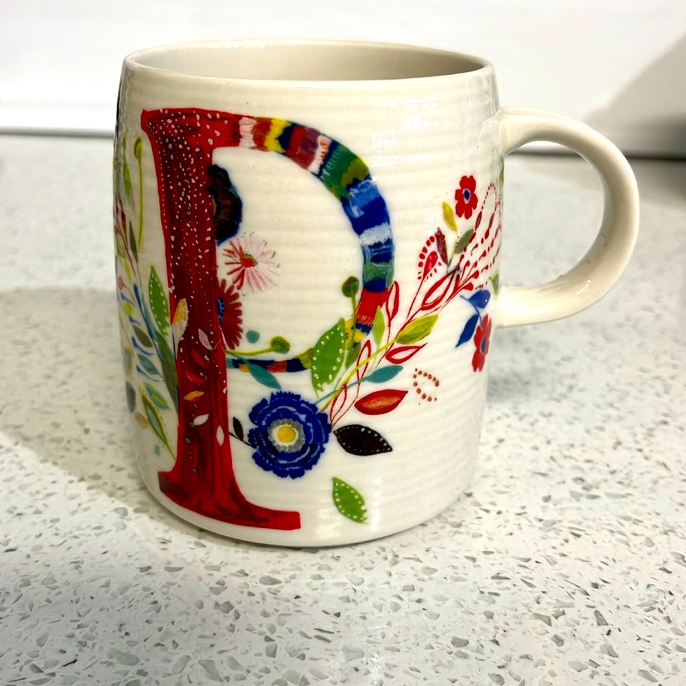 Anthropologie Starla Halfmann Mug, Letter “P”.
